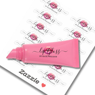 Adesivo Script Limpar Rótulos de Brilho do Lip Rosa
