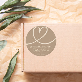 Adesivo Script Mínimo do Chá de fraldas Cardíaco de Taupe 