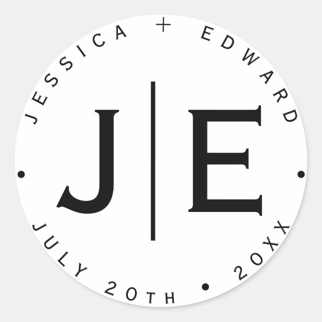 Adesivo Script Mínimo Simples Monograma Moderno de Chic (Frente)