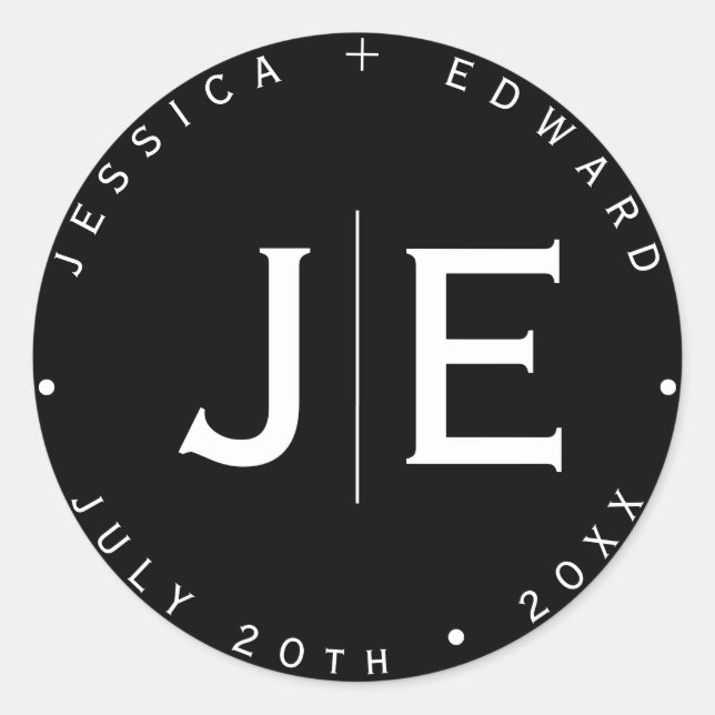 Adesivo Script Mínimo Simples Monograma Moderno de Chic (Frente)