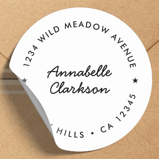 Adesivo Script Moderno | Endereço de devolução de estrelas (Criador carregado)