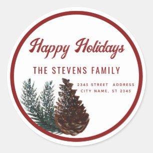 Adesivo Script moderno Happy Holiiday pine branch Cl