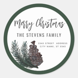 Adesivo Script moderno - Merry Christmas pine branch Cla