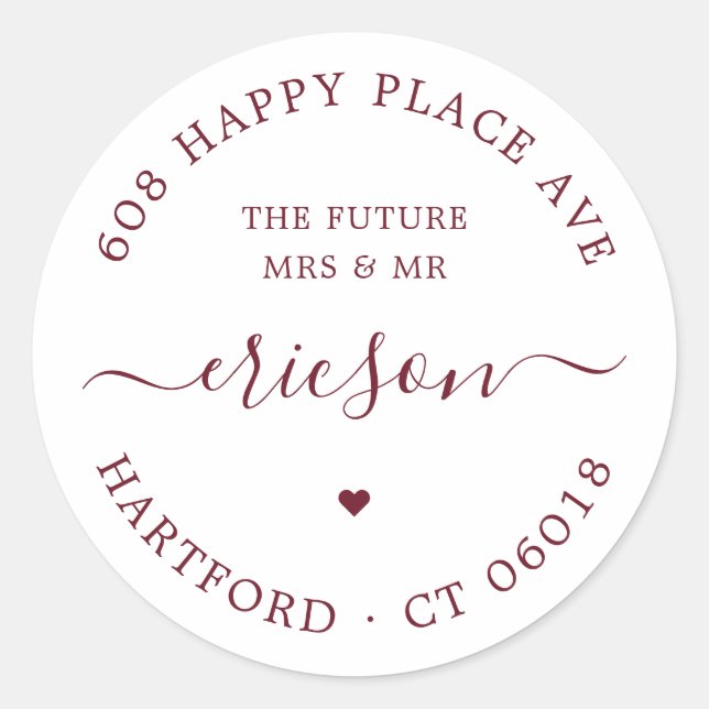 Adesivo Script Moderno O Futuro Casamento De Endereço De R (Frente)