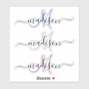 Adesivo Script Monograma de Nome Manuscrito Personalizado