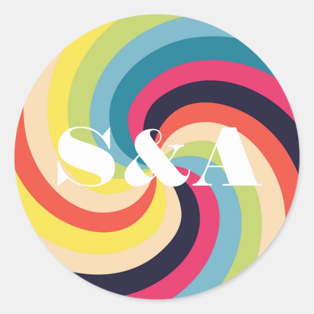 Adesivo Script Retroativo Psicodélico de Groovy Vibrante (Frente)