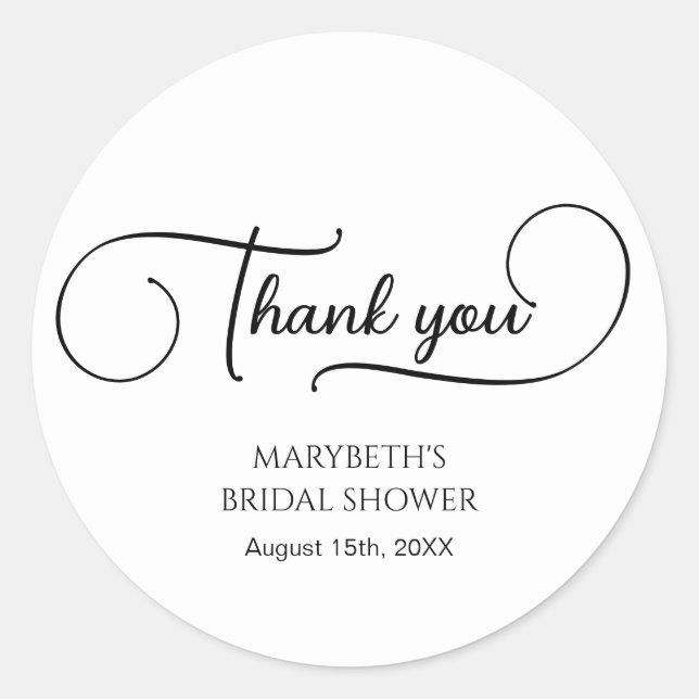 Adesivo Script Simples Elegante Agradecimento Chá de Noiva (Frente)