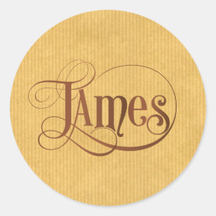 Adesivo Script suave personalizado James Brown Kraft Paper