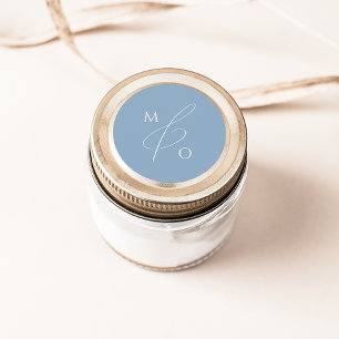 Adesivo Script Whimsical   Monograma azul Selo