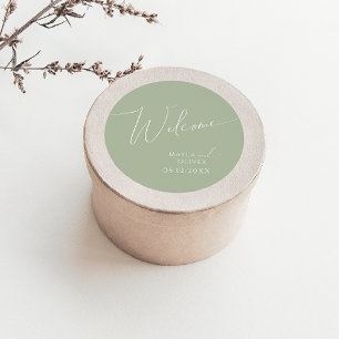 Adesivo Script Whimsical Sage Green Wedding Welcome