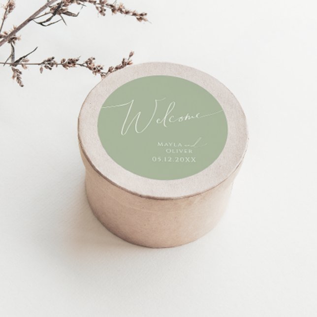 Adesivo Script Whimsical | Sage Green Wedding Welcome (Criador carregado)