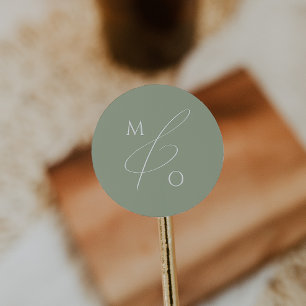 Adesivo Script Whimsical   Sage Monograma Envelope Seal