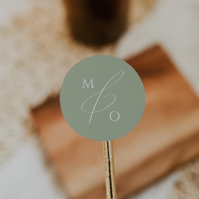 Adesivo Script Whimsical | Sage Monograma Envelope Seal (Criador carregado)