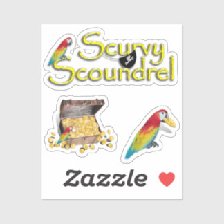 Adesivo Scurvy Scoundrel! Papagaio e Peito Pirata