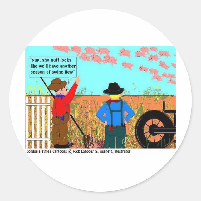 Adesivo Se Os Porcos Voarem Engraçados, Presentes E Coleçõ (Frente)