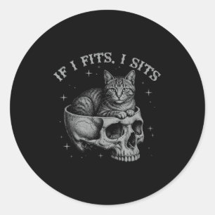 Adesivo Se serve senta caveira de gato preto gótico humor