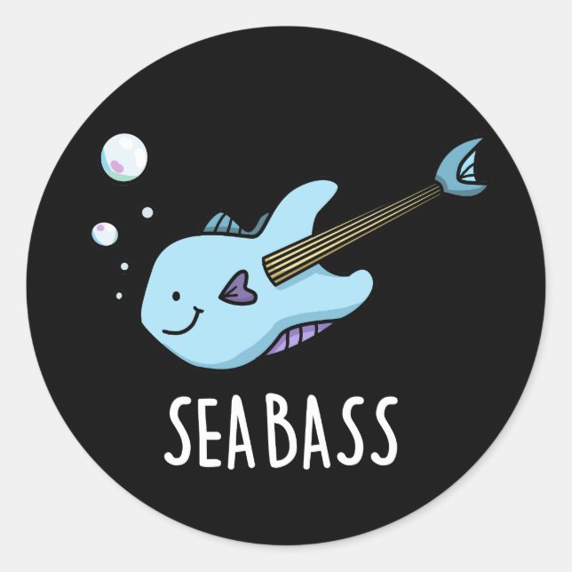 Adesivo Sea Bass Funny Bass Guitarra Peixe Escuro BG (Frente)