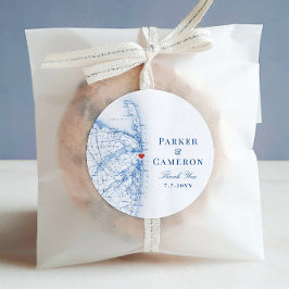 Adesivo Sea Bright New Jersey - Favor do Casamento do Mapa