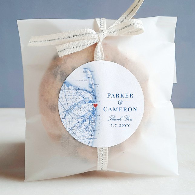 Adesivo Sea Bright New Jersey - Favor do Casamento do Mapa (These Sea Bright New Jersey thank you stickers are perfect for wedding favor labels)