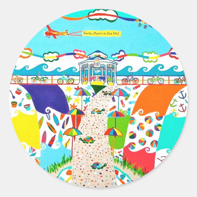 Adesivo Sea Isle Promenade Round Sticker (Frente)