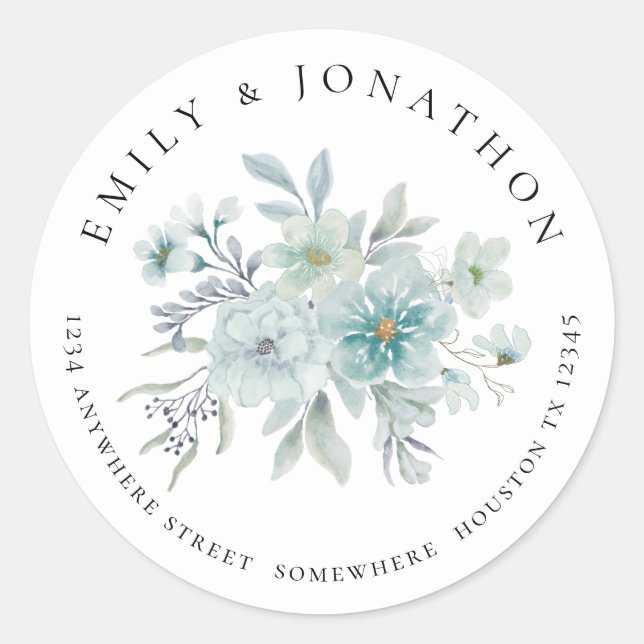 Adesivo Sea Mist Florals Retornar Nome Endereço (Frente)