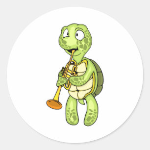 Adesivo Sea Turtle Jogador de Trompete Kids Music Orchestr