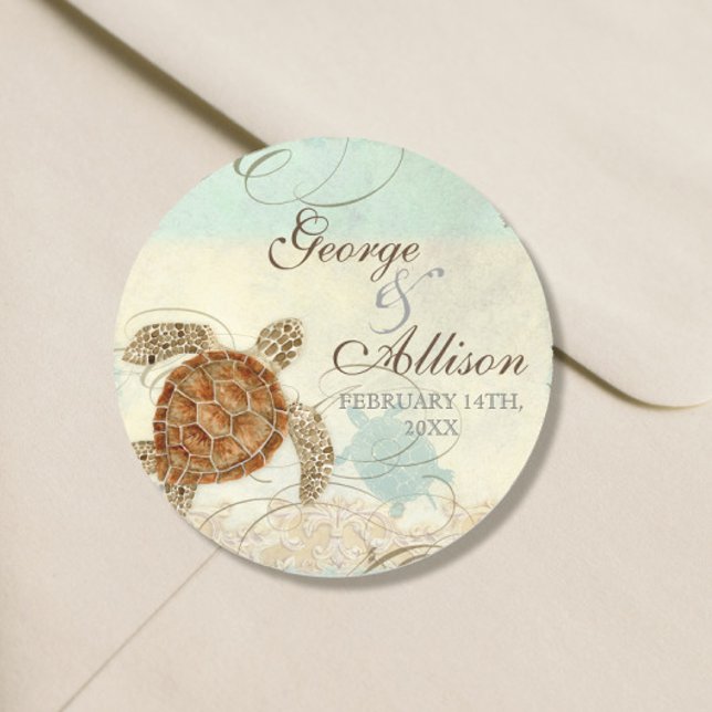 Adesivo Sea Turtle Modern Coaster Ocean Beach Swirls Estil (Criador carregado)