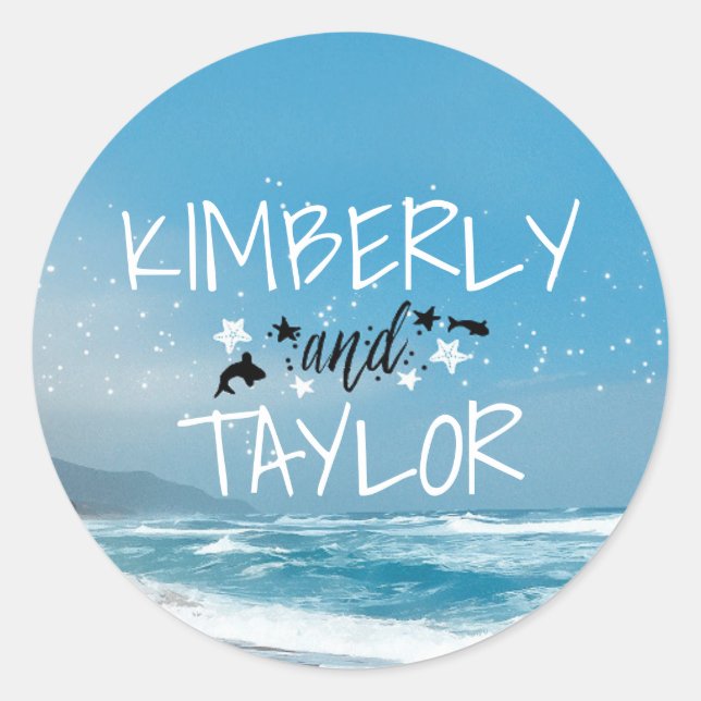 Adesivo Seais de Casamento de Praia (Frente)