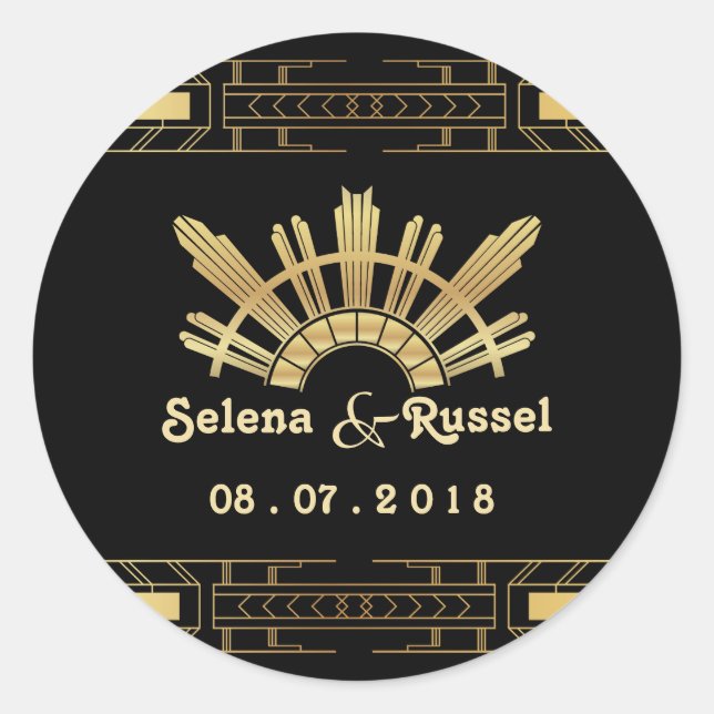 Adesivo Seal de Casamento Deco de Beleza Clássica (Frente)