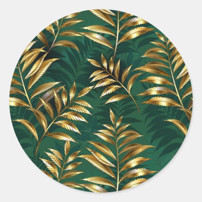 Adesivo Seamless pattern with golden ferns (Frente)