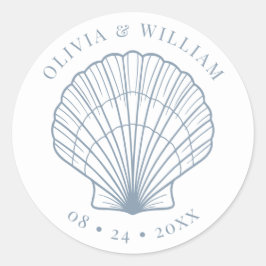 Adesivo Seashell Beach Casamento Costeiro Dusty Blue