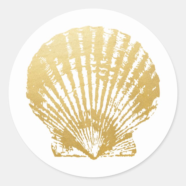 Adesivo Seashell Beach Weding Favor & Invitation Stickers (Frente)