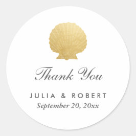 Adesivo Seashell Faux Gold Foil | Casamento Oceano Obrigad
