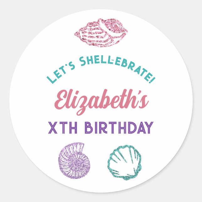 Adesivo Seashell Girls Birthday (Frente)