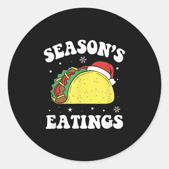 Adesivo Season's Eatings Funny Christmas Taco Lover  (Frente)