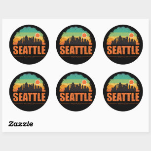 Adesivo Seattle City Washington EUA Vintage Retro Sunset