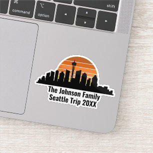 Adesivo Seattle Skyline Sunset Custom Family Trip Laptop
