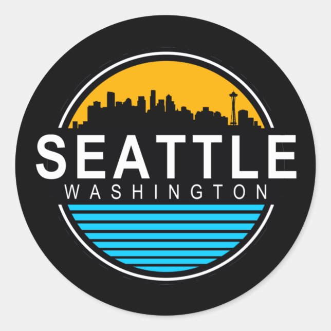 Adesivo Seattle Washington Skyline Viagem Square Sticker (Frente)
