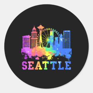 Adesivo Seattle Washington Skyline Watercolor Seattle