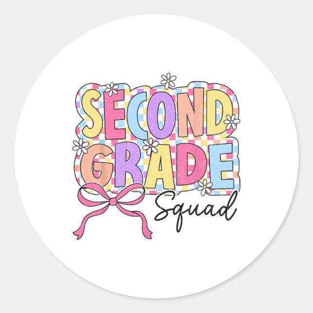 Adesivo Second Grade Squad Teacher Girl Coquette Bow Back  (Frente)