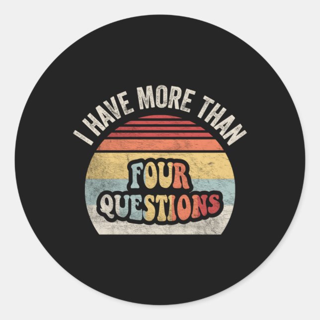 Adesivo Seder De Passover Tenho Mais De Quatro Perguntas (Frente)