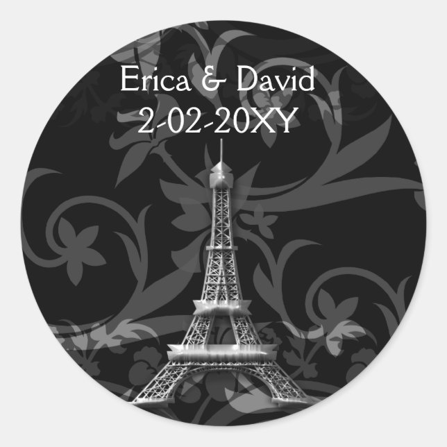 Adesivo Sedos de casamento francês da Torre Eiffel pratead (Frente)