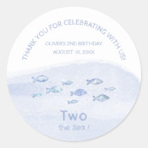 segundo aniversário azul-mar peixe doce obrigado v