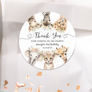 Adesivo Segundo aniversário Clássico de Animais Safari