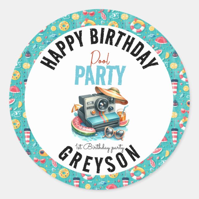 Adesivo Segundo aniversário da Piscina de Verão (Frente)