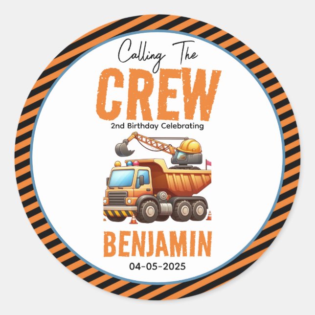 Adesivo Segundo aniversário de Bombeiros de Construção (Frente)