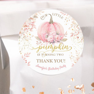 Adesivo Segundo aniversário de Garota Dourada Floral Rosa-