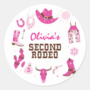 Adesivo Segundo Rodeio Pink Western Cowboy Aniversário de 
