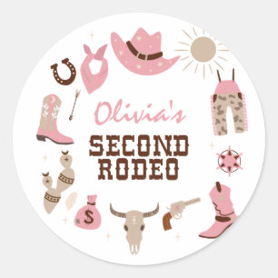 Adesivo Segundo Rodeio Pink Western Cowboy Aniversário de 