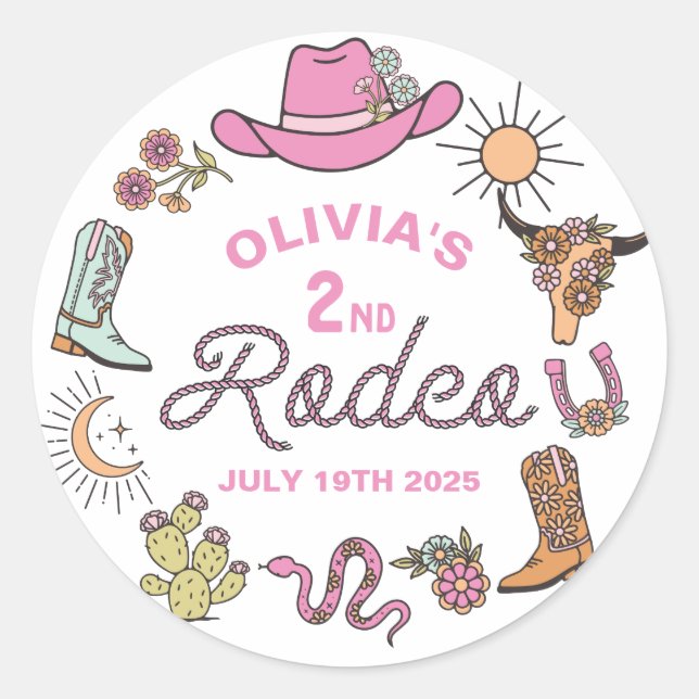 Adesivo Segundo segundo aniversário Rodeo Rosa-Colo Ociden (Frente)